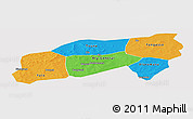 Political Panoramic Map of Bla, cropped outside