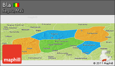 Political Panoramic Map of Bla, physical outside