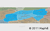 Political Shades Panoramic Map of Bla, semi-desaturated