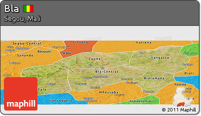 Satellite Panoramic Map of Bla, political outside