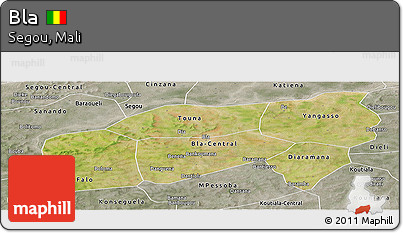 Satellite Panoramic Map of Bla, semi-desaturated