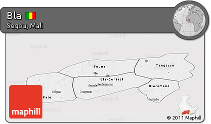 Silver Style Panoramic Map of Bla, single color outside