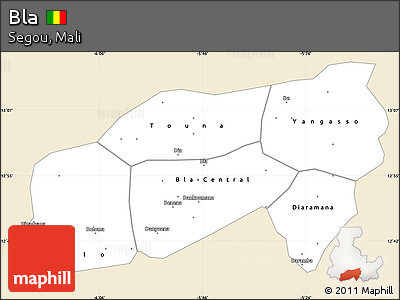 Classic Style Simple Map of Bla, single color outside