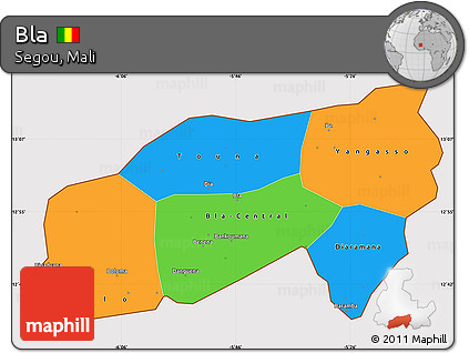 Political Simple Map of Bla, cropped outside