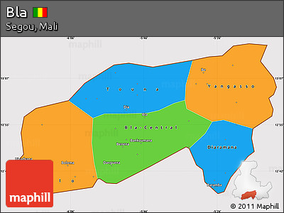 Political Simple Map of Bla, cropped outside