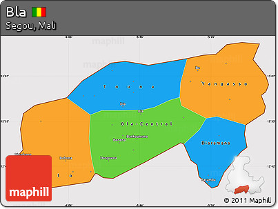 Political Simple Map of Bla, cropped outside