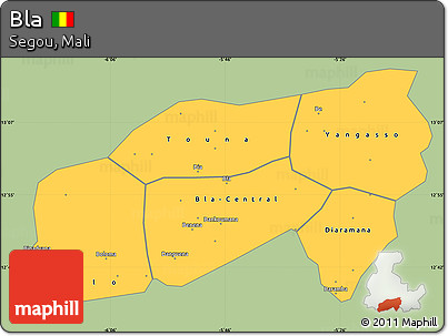 Savanna Style Simple Map of Bla, single color outside