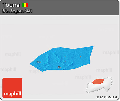 Political 3D Map of Touna, cropped outside