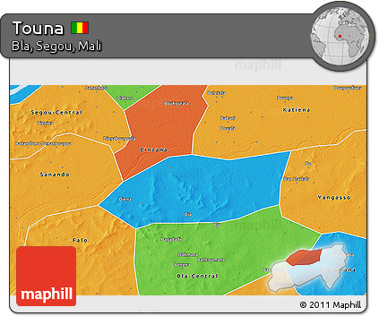 Political 3D Map of Touna