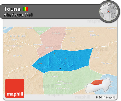 Political 3D Map of Touna, lighten