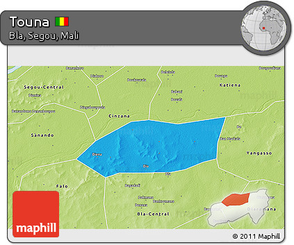 Political 3D Map of Touna, physical outside