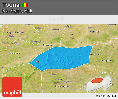 Political 3D Map of Touna, satellite outside