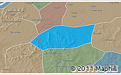 Political 3D Map of Touna, semi-desaturated