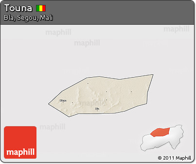 Shaded Relief 3D Map of Touna, cropped outside