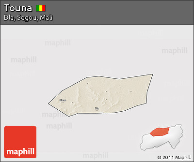 Shaded Relief 3D Map of Touna, cropped outside