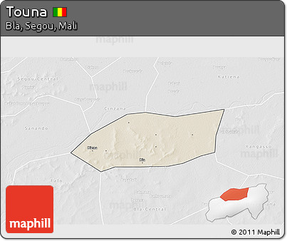 Shaded Relief 3D Map of Touna, lighten, desaturated