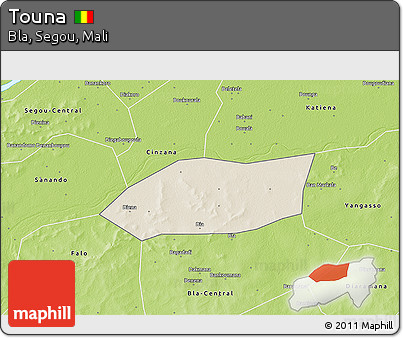 Shaded Relief 3D Map of Touna, physical outside