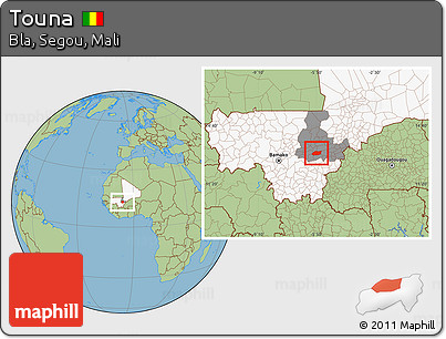 Savanna Style Location Map of Touna, highlighted country, highlighted grandparent region