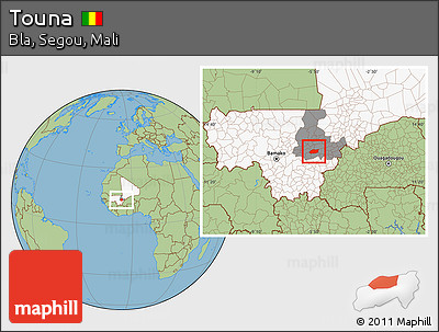Savanna Style Location Map of Touna, highlighted country, highlighted grandparent region