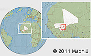 Savanna Style Location Map of Touna, highlighted country, highlighted parent region, within the entire country, hill shading