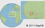 Savanna Style Location Map of Touna, highlighted parent region, within the entire country