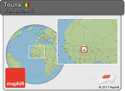 Savanna Style Location Map of Touna, highlighted parent region, highlighted grandparent region, within the entire country