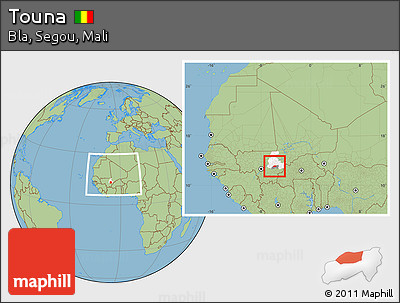 Savanna Style Location Map of Touna, highlighted parent region, highlighted grandparent region, within the entire country