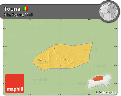 Savanna Style Map of Touna, single color outside