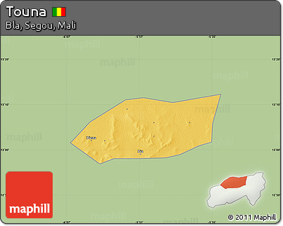 Savanna Style Map of Touna, single color outside