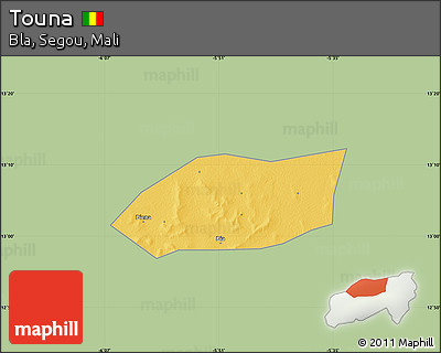 Savanna Style Map of Touna, single color outside