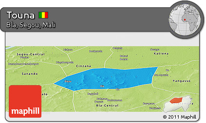 Political Panoramic Map of Touna, physical outside