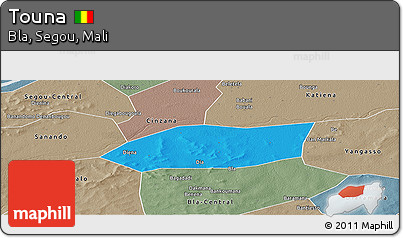 Political Panoramic Map of Touna, semi-desaturated