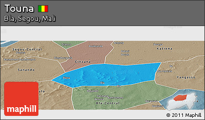 Political Panoramic Map of Touna, semi-desaturated
