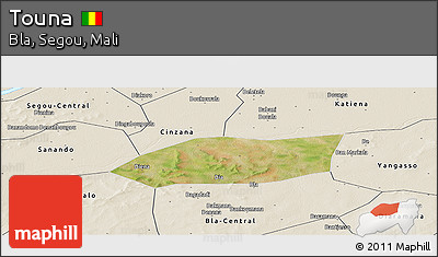 Satellite Panoramic Map of Touna, shaded relief outside