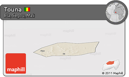 Shaded Relief Panoramic Map of Touna, cropped outside