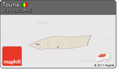 Shaded Relief Panoramic Map of Touna, cropped outside
