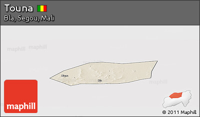Shaded Relief Panoramic Map of Touna, cropped outside