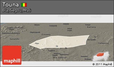 Shaded Relief Panoramic Map of Touna, darken
