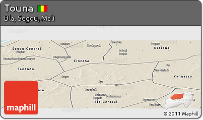Shaded Relief Panoramic Map of Touna