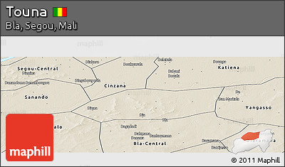 Shaded Relief Panoramic Map of Touna