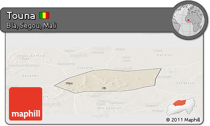 Shaded Relief Panoramic Map of Touna, lighten