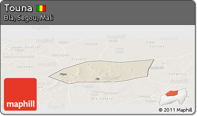 Shaded Relief Panoramic Map of Touna, lighten