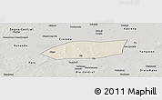 Shaded Relief Panoramic Map of Touna, semi-desaturated