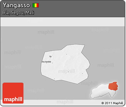Gray 3D Map of Yangasso, single color outside