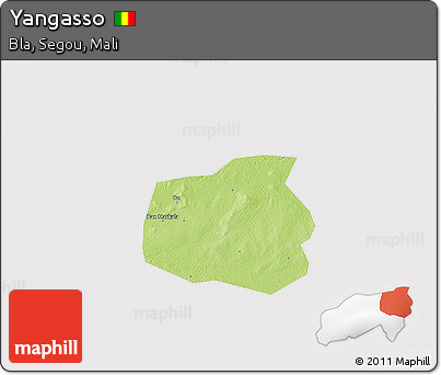 Physical 3D Map of Yangasso, cropped outside