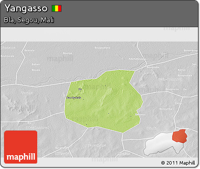 Physical 3D Map of Yangasso, lighten, desaturated