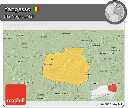 Savanna Style 3D Map of Yangasso