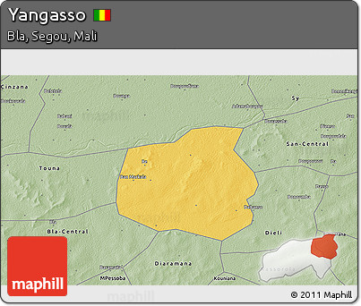 Savanna Style 3D Map of Yangasso
