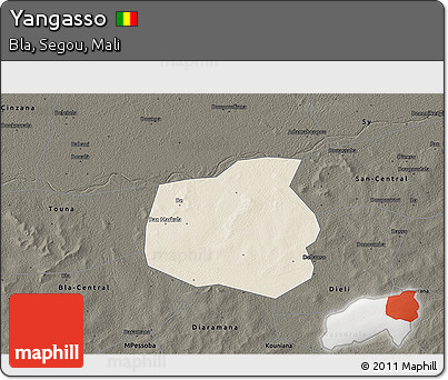 Shaded Relief 3D Map of Yangasso, darken