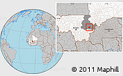 Gray Location Map of Yangasso, highlighted country, highlighted grandparent region